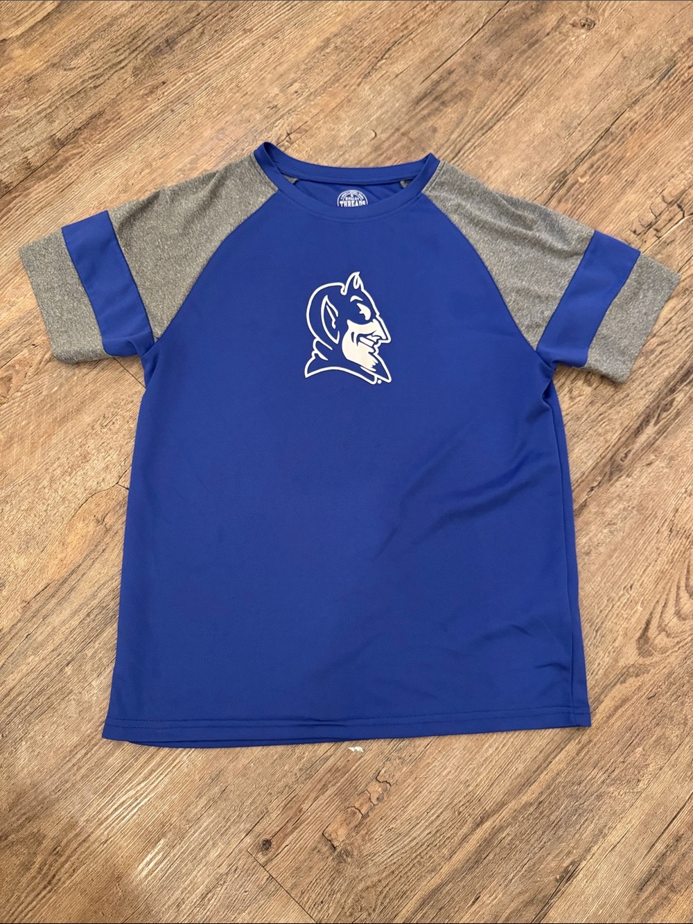 Rivalry Threads Royal Blue & Gray Raglan Short Sleeve Tee with White Mascot